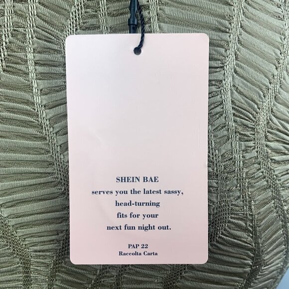 Shein Bae Gold Woven Body Con Sheath Dress Cut Out Sides With Laces Sz Med NWT - Picture 5 of 6